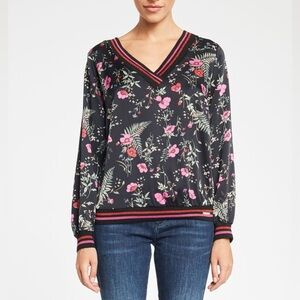 Denny Rose floral print satin blouse, size 44 (US M)